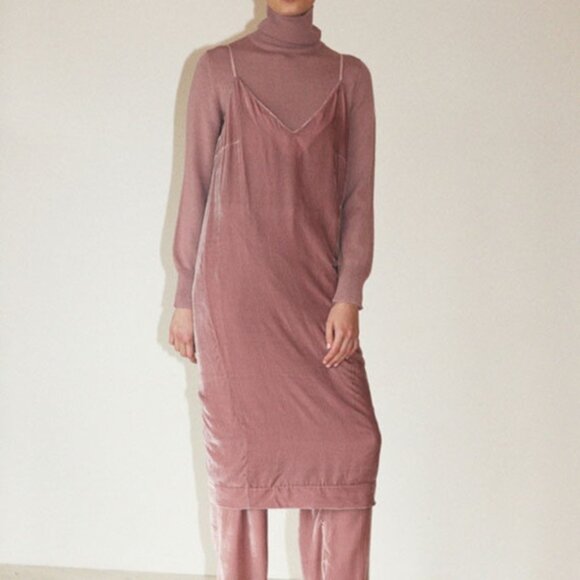 š24 HOUR SALE PRICEā¤ļøMARA HOFFMAN Pink Silk Blend Midi Dress Size Large - Picture 2 of 13